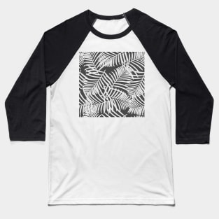 Black And White Palm Leaves Pattern Seamless Baseball T-Shirt